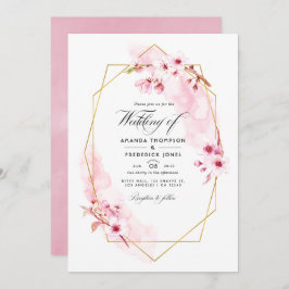Geometrisches Pink Spring Cherry Blossom Wedding F Einladung