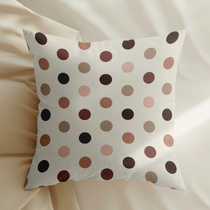 Geometrisches Polka-Punktmuster in Brauntönen Kissen