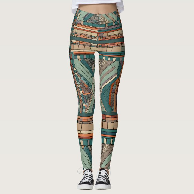 Geometrisches "Prairie-Stil"-Hartglas Leggings (Vorderseite)