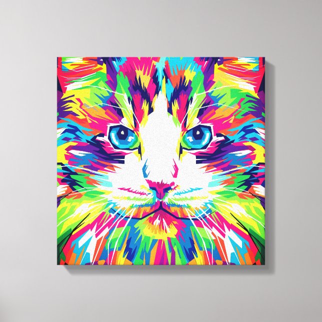Geometrisches, prismatisches Design der Katze-Gesi Leinwanddruck (Vorderseite)
