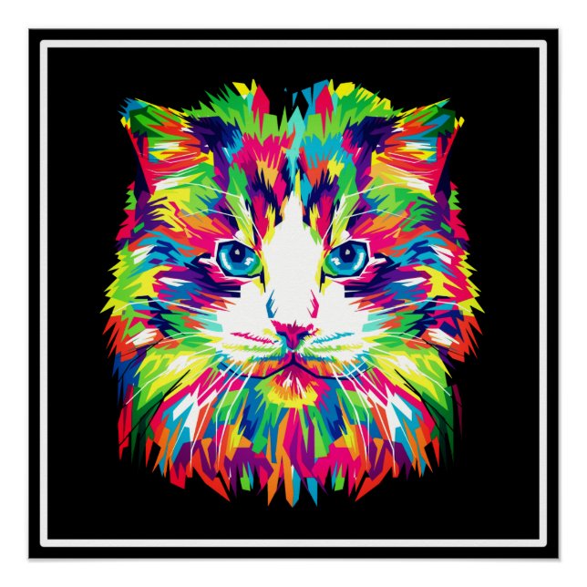 Geometrisches, prismatisches Design der Katze-Gesi Poster (Vorderseite)