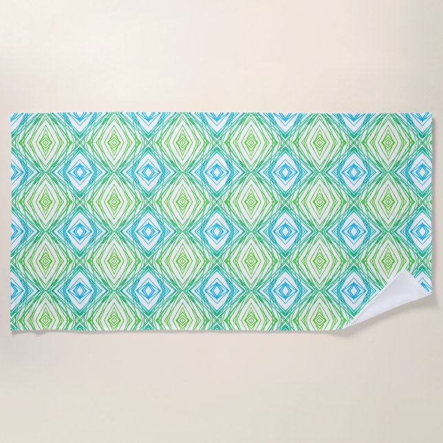 Geometrisches Quadrat und Diamond Strandtuch (Vorderseite)