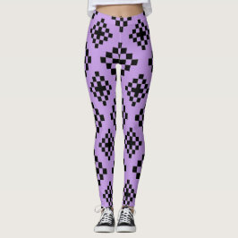 Geometrisches quadratisches Muster Mosaik Schwarz- Leggings