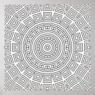 Geometrisches quadratisches Spiralen-Mandala-Muste Poster