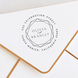 Geometrisches Rahmen und runde Rücksendeadresse Permastempel