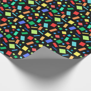 Geometrisches Rainbow-farbiges Confetti-Black-Gesc Geschenkpapier