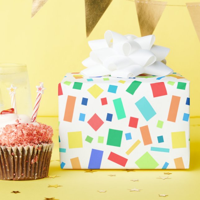 Geometrisches Rainbow-farbiges Confetti-Geschenk Geschenkpapier (Geburtstagsparty)