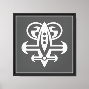 Geometrisches Raketen-Emblem – Minimal Schwarz & W Leinwanddruck