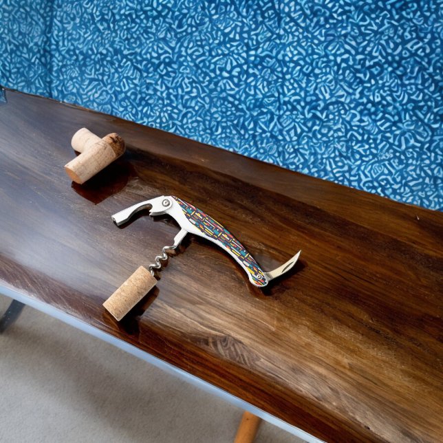 Geometrisches Rechteck-Muster Kellnermesser (Corkscrew Bottle Opener)