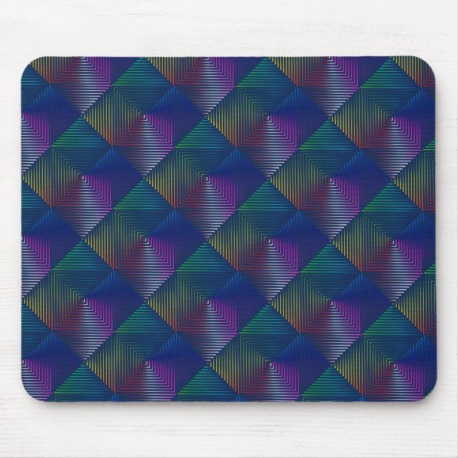 Geometrisches Regenbogendesign auf blau Mousepad (Vorne)