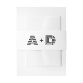 Geometrisches Retro Art Deco Wedding Monogram Einladungsbanderole