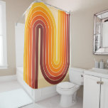 Geometrisches Retro-Design für Vintage Stile Duschvorhang<br><div class="desc">Retro Vintag Style Geometric Design in Braun Orange und Gelb.</div>