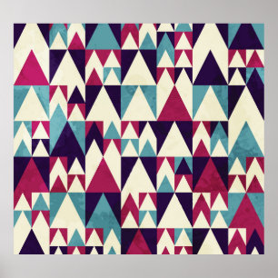Geometrisches Retro-Dreieck Nahtloses Muster Poster
