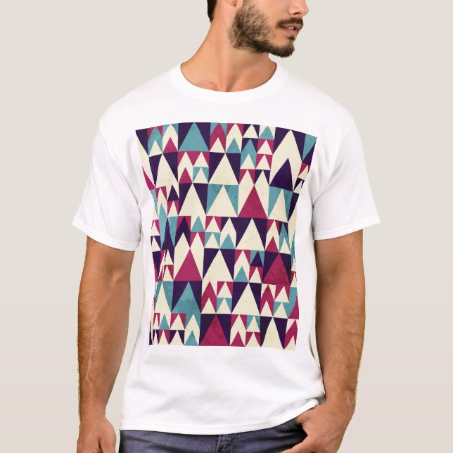 Geometrisches Retro-Dreieck Nahtloses Muster T-Shirt (Vorderseite)