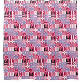 geometrisches Retro-Druckmuster Duschvorhang