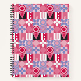 geometrisches Retro-Druckmuster Notizbuch