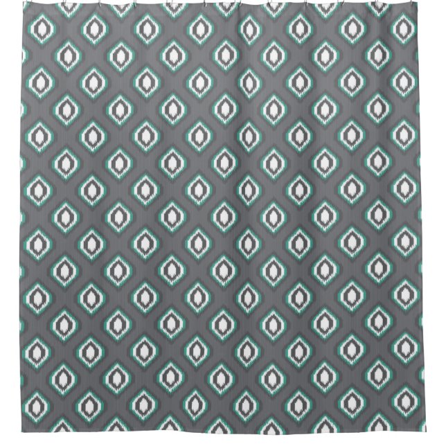 Geometrisches Retro ikat Stammes- Muster Duschvorhang (Vorderseite)