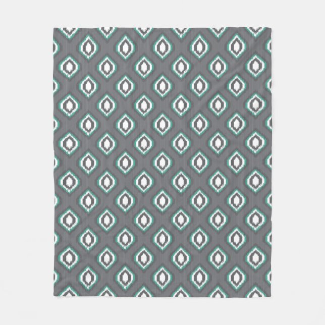 Geometrisches Retro ikat Stammes- Muster Fleecedecke (Vorderseite)