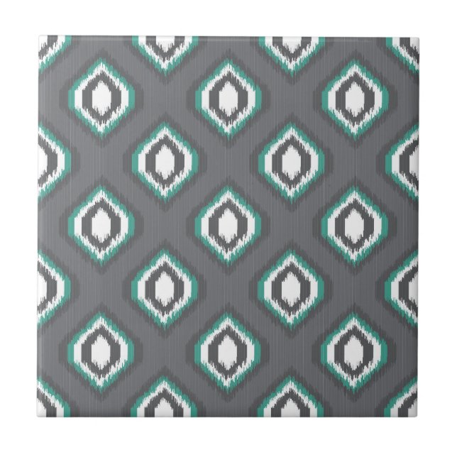 Geometrisches Retro ikat Stammes- Muster Fliese (Vorderseite)