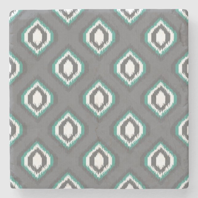 Geometrisches Retro ikat Stammes- Muster Steinuntersetzer (Vorderseite)
