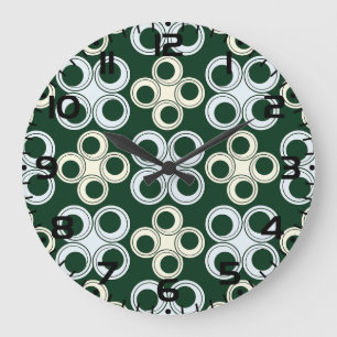 Geometrisches Retro-Kreismuster Große Wanduhr
