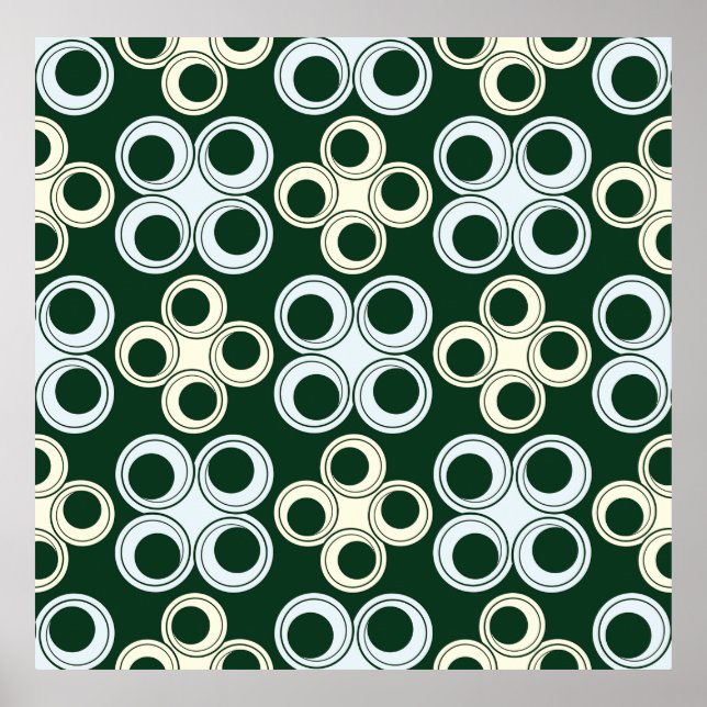 Geometrisches Retro-Kreismuster Poster (Vorne)