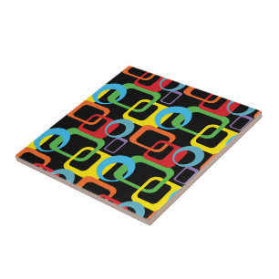 Geometrisches Retro-mehrfarbiges Muster Fliese