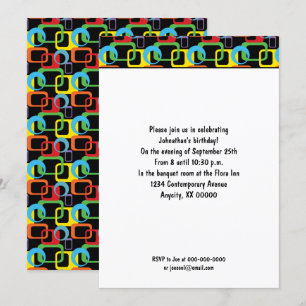 Geometrisches Retro-Mehrfarbiges Muster Geburtstag Einladung