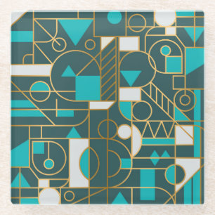 Geometrisches Retro: Minimalistisches Artwork Post Glasuntersetzer