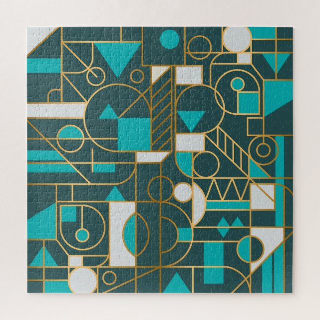 Geometrisches Retro: Minimalistisches Artwork Post Puzzle (Vertikal)