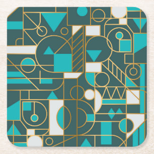 Geometrisches Retro: Minimalistisches Artwork Post Rechteckiger Pappuntersetzer