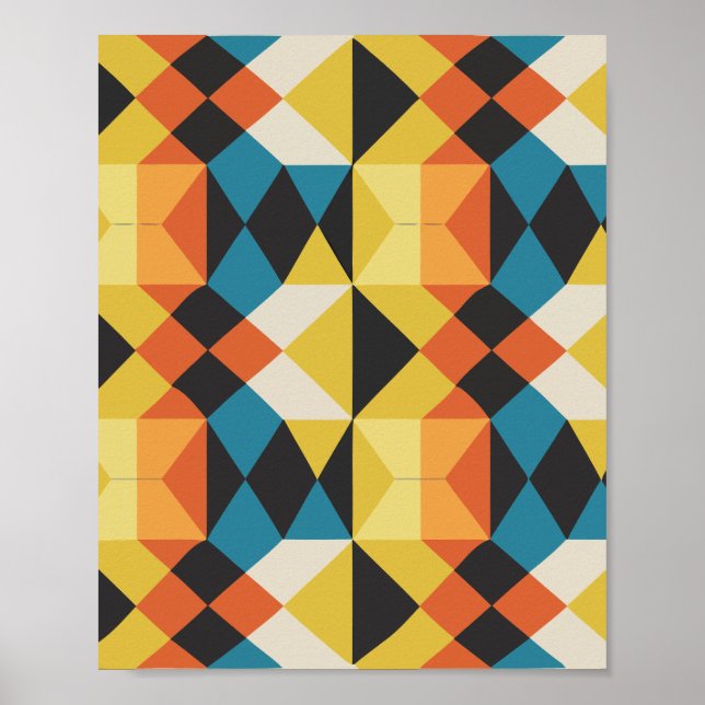 Geometrisches Retro-Mosaikmuster Poster (Vorne)