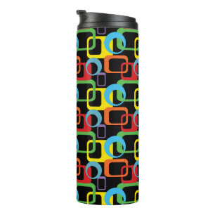 Geometrisches Retro-Muster in vielen Farben Thermosbecher