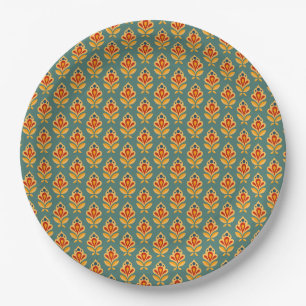 Geometrisches Retro-Print Gemustert Pappteller