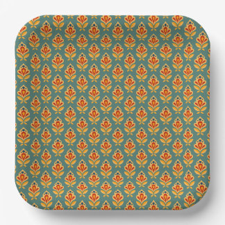 Geometrisches Retro-Print Gemustert Pappteller