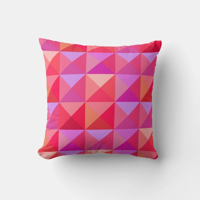Geometrisches Retro Rosa Kissen (Vorderseite)