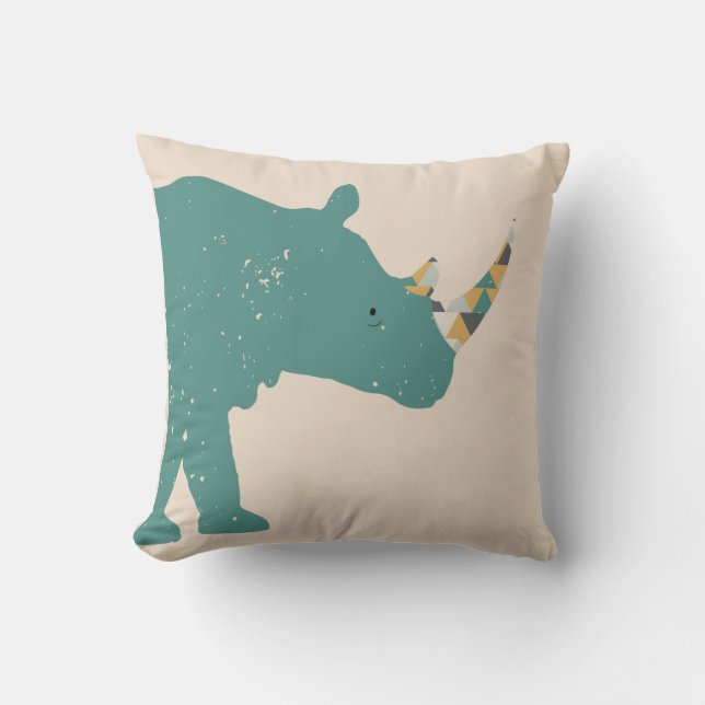 Geometrisches Rhino-Kissen Kissen (Vorderseite)