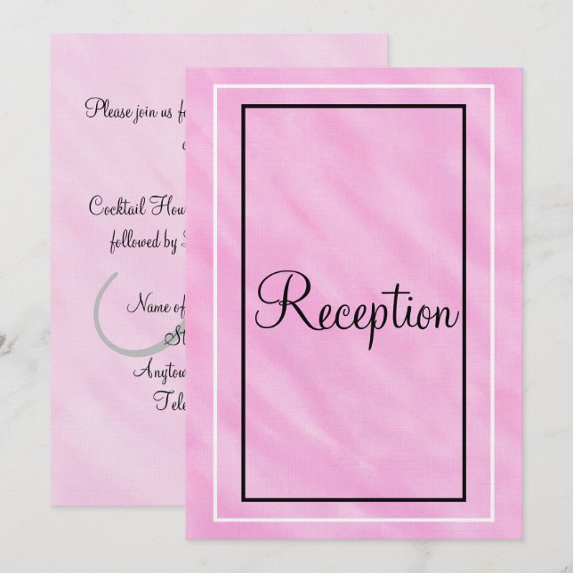 Geometrisches Rosa Aquarell-Empfangsmonogramm Einladung (Vorne/Hinten)