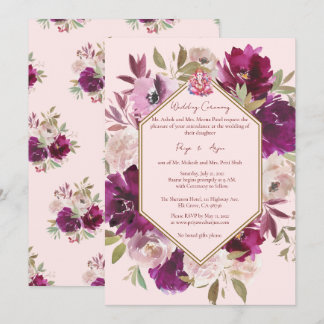 Geometrisches Rosa Bläschen Hindu Ganesh Wedding Einladung