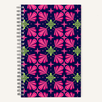 Geometrisches rosa Blumenblatt abstraktes Muster Notizbuch