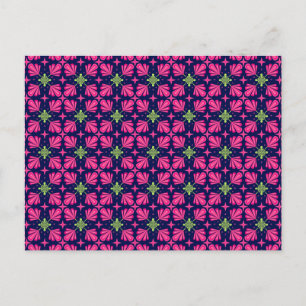 Geometrisches rosa Blumenblatt abstraktes Muster Postkarte