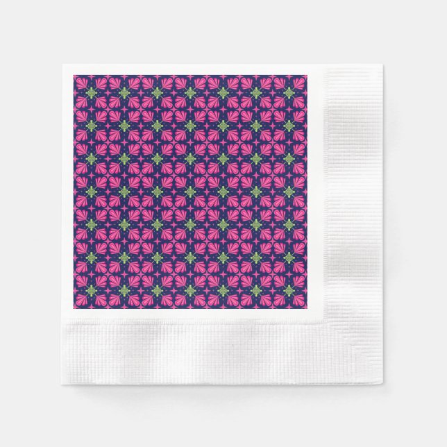 Geometrisches rosa Blumenblatt abstraktes Muster Serviette (Vorderseite)