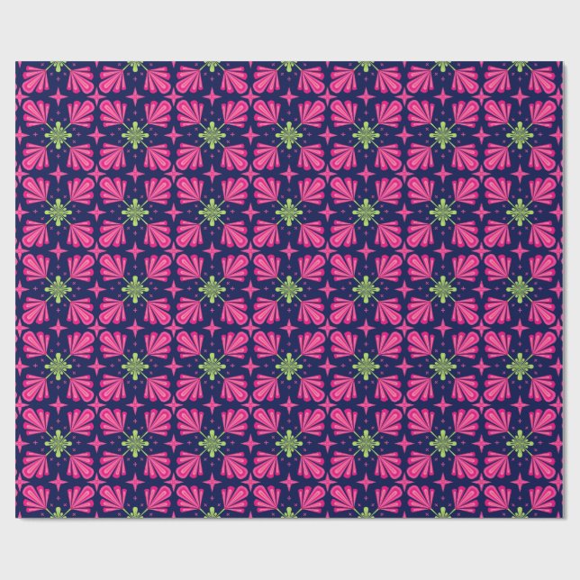 Geometrisches rosa Blumenblätter-Abstraktmuster Geschenkpapier (Flach)