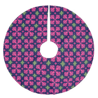 Geometrisches rosa Blumenblätter-Abstraktmuster Polyester Weihnachtsbaumdecke