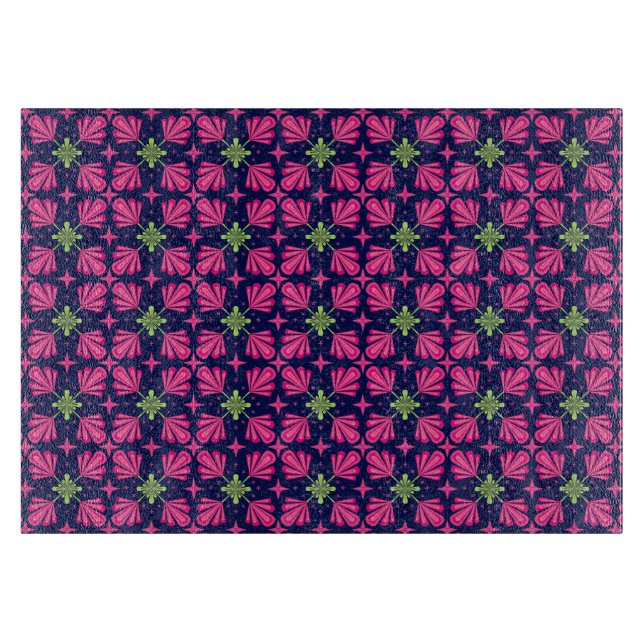 Geometrisches rosa Blumenblätter-Abstraktmuster Schneidebrett (Vorderseite)