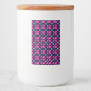 Geometrisches rosa Blumenblüten abstraktes Muster Lebensmitteletikett
