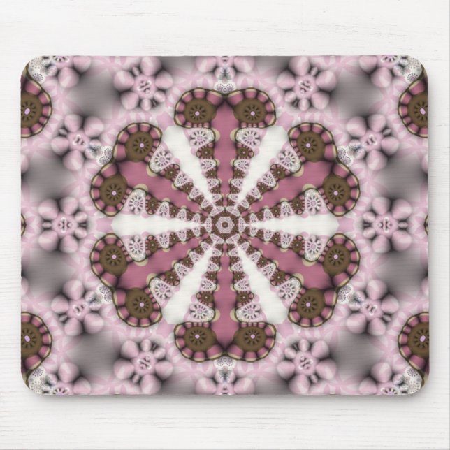 Geometrisches Rosa Braun Hexagon Star Mousepad (Vorne)