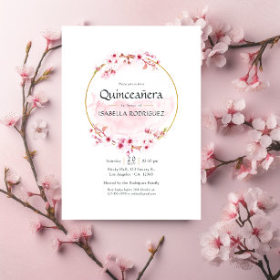 Geometrisches rosa Frühlingskirsche Blossom Quince Einladung
