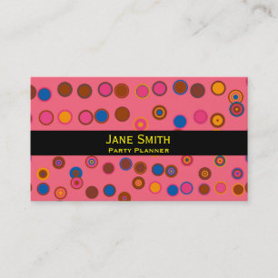 Geometrisches rosa gelbes Kreismuster Party Planne Visitenkarte