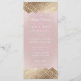 Geometrisches rosa Gold Gatsby Hochzeitsprogramm Programm